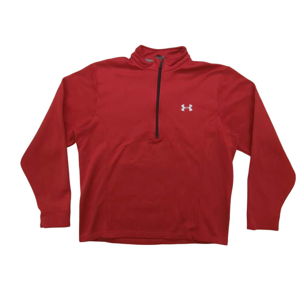 Under Armour Pullover Mens Medium 1/4 Zip Red Performance Stretch Sweatshirt